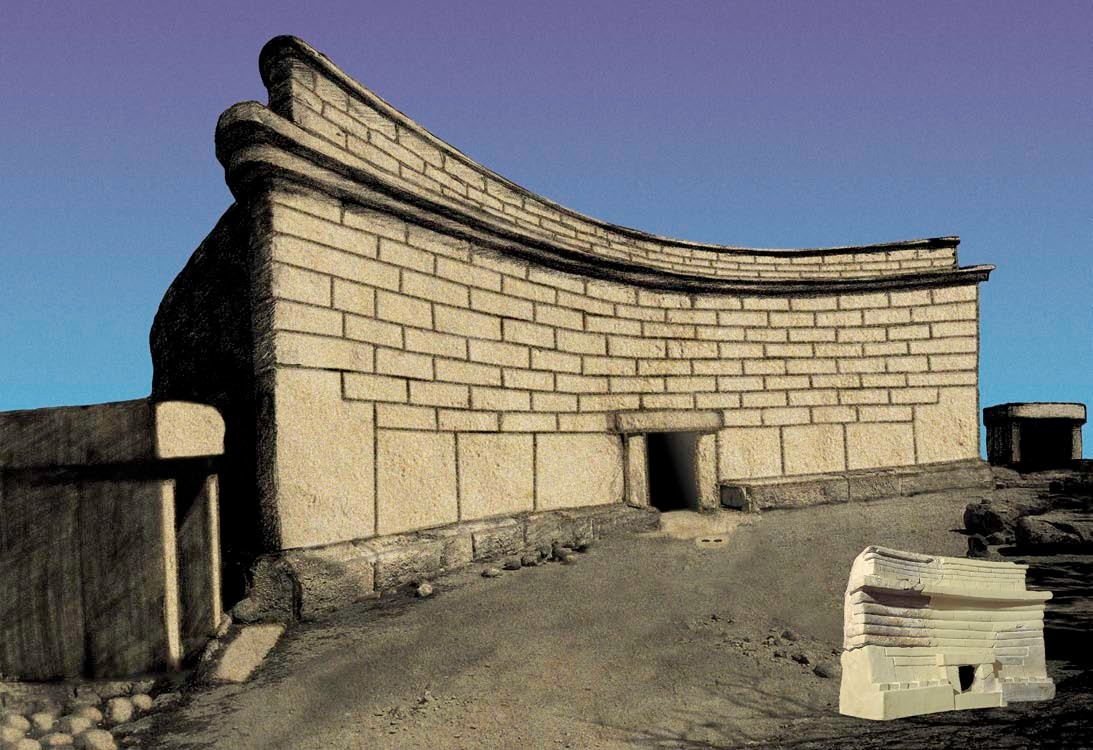 Reconstruction of Tarxienâ€™s faÃ§ade, based on temple faÃ§ade model found also at Tarxien